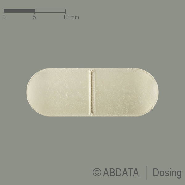 Produktabbildungen für AMOXICILLIN/Clavulansäure AAA-Pharma 500 mg/125 mg in der Vorder-, Hinter- und Seitenansicht.