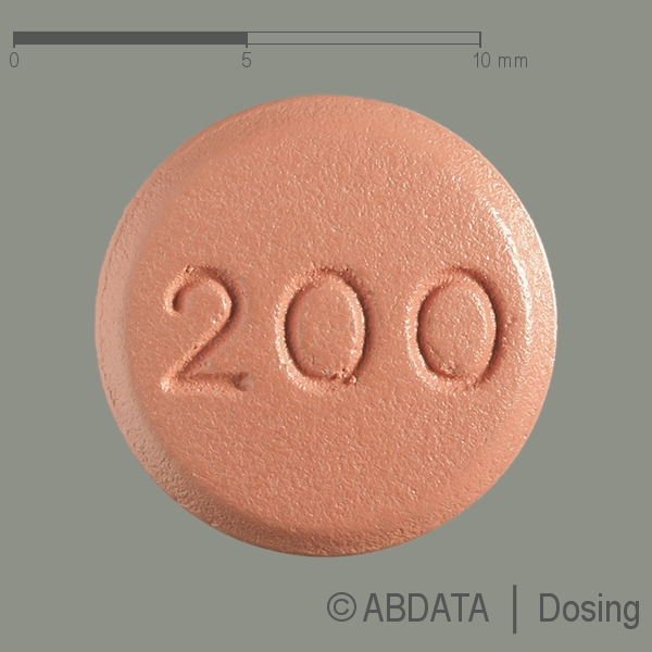 Produktabbildungen für TOPAMAX 200 mg Filmtabletten in der Vorder-, Hinter- und Seitenansicht.