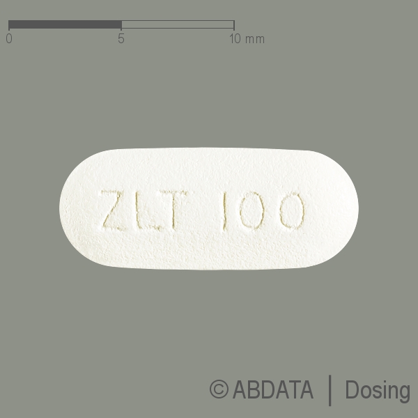 Produktabbildungen für ZOLOFT 100 mg Filmtabletten in der Vorder-, Hinter- und Seitenansicht.
