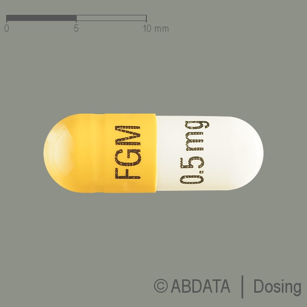 Produktabbildungen für FINGOLIMOD beta 0,5 mg Hartkapseln in der Vorder-, Hinter- und Seitenansicht.