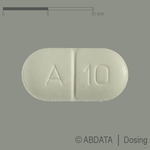 Produktabbildungen für AMLODIPIN Winthrop 10 mg Tabletten in der Vorder-, Hinter- und Seitenansicht.