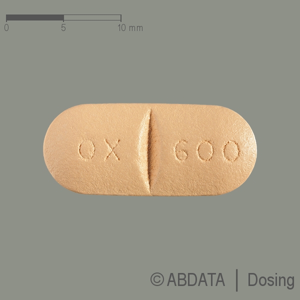 Produktabbildungen für OXCARBAZEPIN dura 600 mg Filmtabletten in der Vorder-, Hinter- und Seitenansicht.