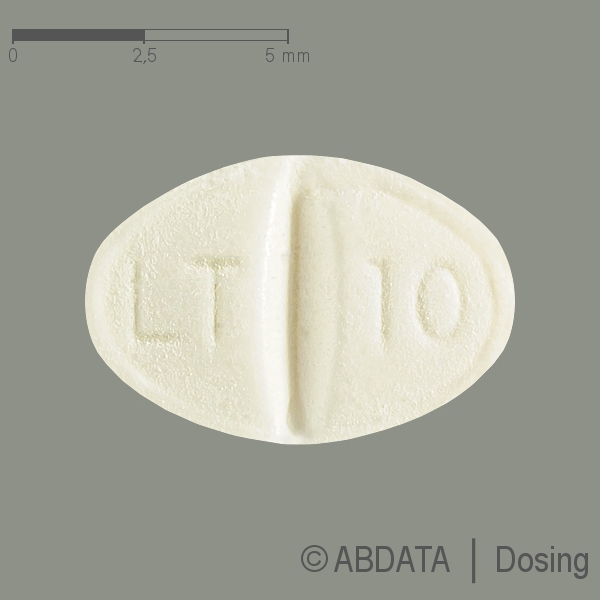 Produktabbildungen für LORATADIN-1A Pharma Tabletten in der Vorder-, Hinter- und Seitenansicht.