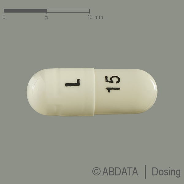Produktabbildungen für LANSOPRAZOL-ratiopharm 15 mg magensaftres.Hartkap. in der Vorder-, Hinter- und Seitenansicht.