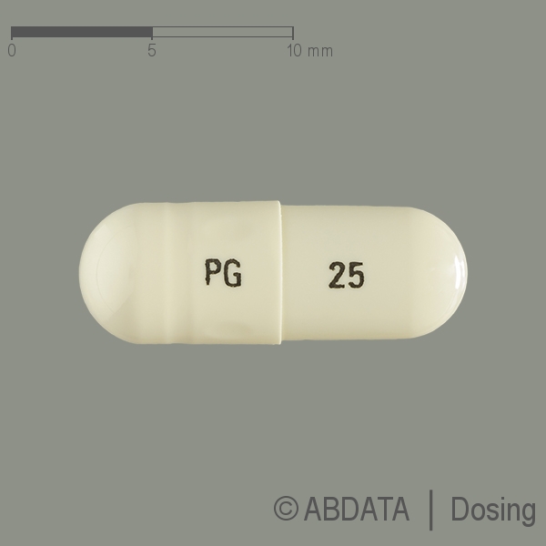 Produktabbildungen für PREGABALIN Accord 25 mg Hartkapseln in der Vorder-, Hinter- und Seitenansicht.
