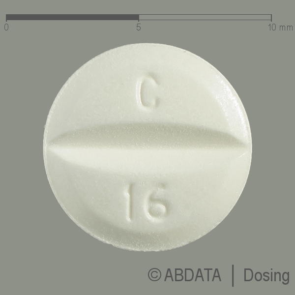 Produktabbildungen für CANDESARTAN-ratiopharm 16 mg Tabletten in der Vorder-, Hinter- und Seitenansicht.