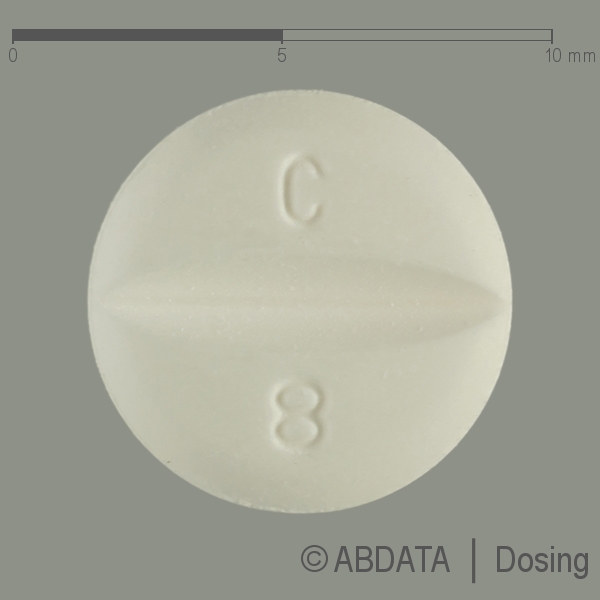 Produktabbildungen für CANDESARTAN STADA 8 mg Tabletten in der Vorder-, Hinter- und Seitenansicht.