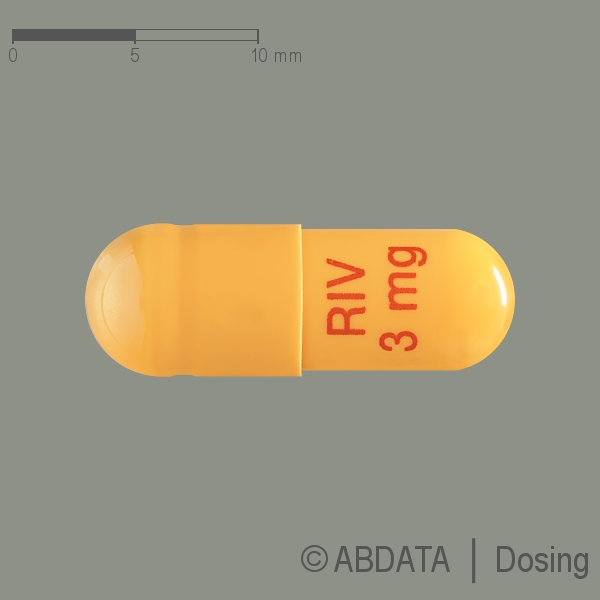 Produktabbildungen für RIVASTIGMIN HEXAL 3 mg Hartkapseln in der Vorder-, Hinter- und Seitenansicht.
