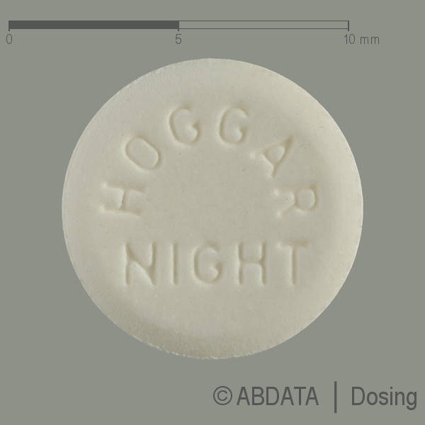 Produktabbildungen für HOGGAR Night Tabletten in der Vorder-, Hinter- und Seitenansicht.