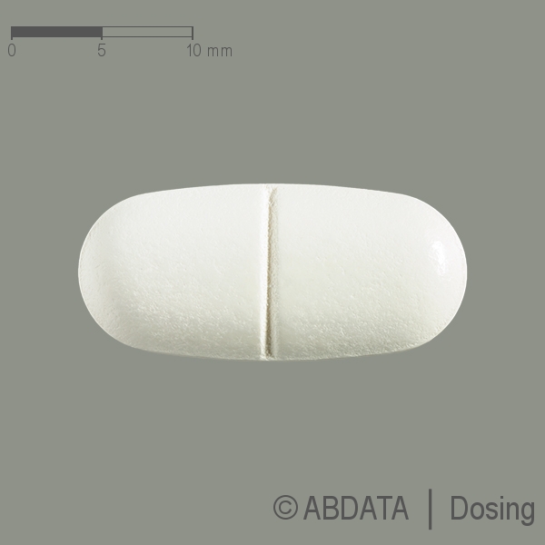 Produktabbildungen für AMOXICILLIN/Clavulansäure Heumann 875 mg/125 mg in der Vorder-, Hinter- und Seitenansicht.