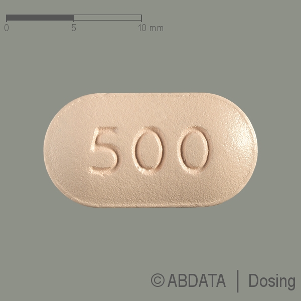 Produktabbildungen für CAPECITABIN Teva 500 mg Filmtabletten in der Vorder-, Hinter- und Seitenansicht.