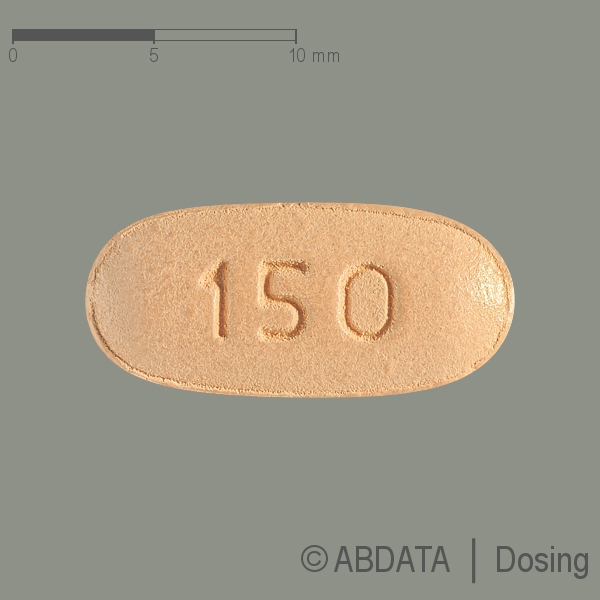Produktabbildungen für LACOSAMID PUREN 150 mg Filmtabletten in der Vorder-, Hinter- und Seitenansicht.