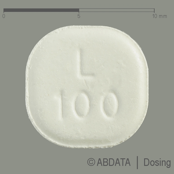 Produktabbildungen für LAMOTRIGIN-ratiopharm 100 mg Tbl.z.H.e.Sus.z.Einn. in der Vorder-, Hinter- und Seitenansicht.