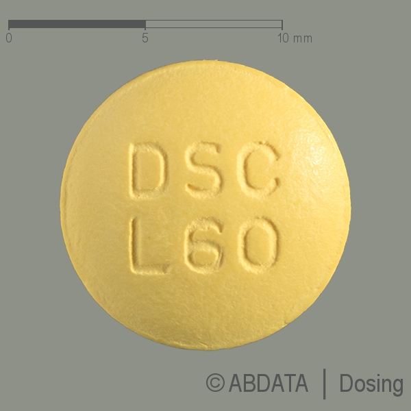 Produktabbildungen für LIXIANA 60 mg Filmtabletten in der Vorder-, Hinter- und Seitenansicht.