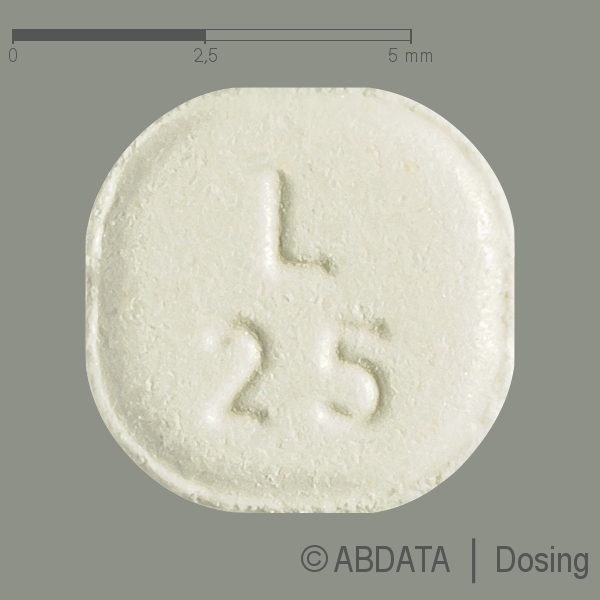 Produktabbildungen für LAMOTRIGIN HEXAL 25 mg Tabl.z.Herst.e.Susp.z.Einn. in der Vorder-, Hinter- und Seitenansicht.