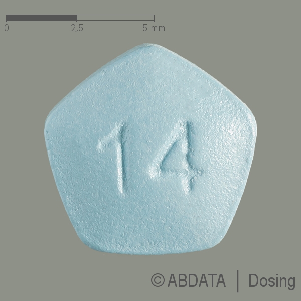 Produktabbildungen für AUBAGIO 14 mg Filmtabletten in der Vorder-, Hinter- und Seitenansicht.