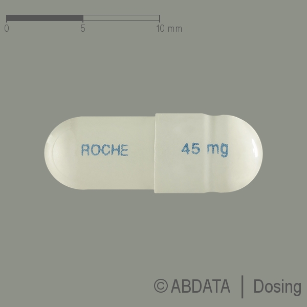 Produktabbildungen für TAMIFLU 45 mg Hartkapseln in der Vorder-, Hinter- und Seitenansicht.