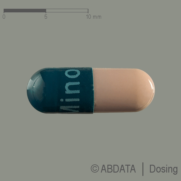 Produktabbildungen für MINOCYCLIN-ratiopharm 50 mg Hartkapseln in der Vorder-, Hinter- und Seitenansicht.