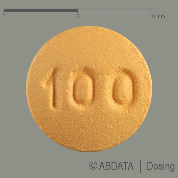 Produktabbildungen für QUETIAPIN-ratiopharm 100 mg Filmtabletten in der Vorder-, Hinter- und Seitenansicht.