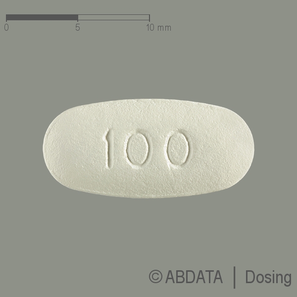 Produktabbildungen für DASATILEN 100 mg Filmtabletten in der Vorder-, Hinter- und Seitenansicht.