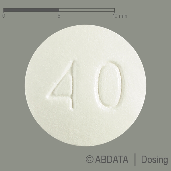 Produktabbildungen für ATORVASTATIN AXiromed 40 mg Filmtabletten in der Vorder-, Hinter- und Seitenansicht.