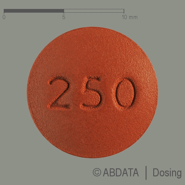 Produktabbildungen für GEFITINIB-ratiopharm 250 mg Filmtabletten in der Vorder-, Hinter- und Seitenansicht.