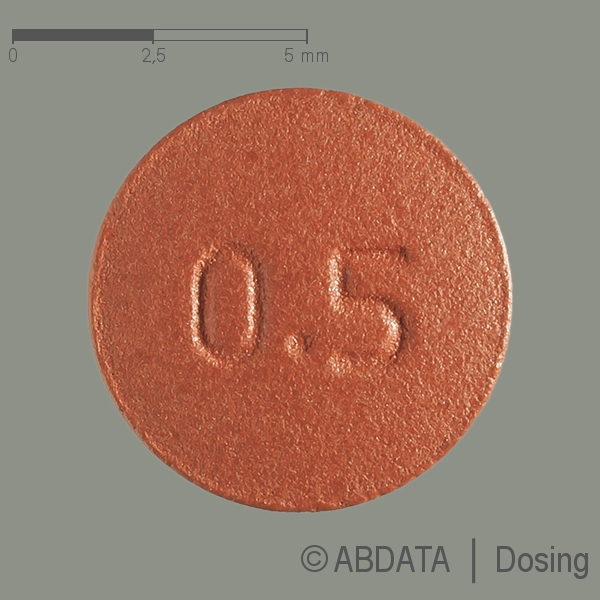 Produktabbildungen für RISPERIDON Mylan 0,5 mg Filmtabletten in der Vorder-, Hinter- und Seitenansicht.