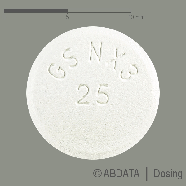 Produktabbildungen für REVOLADE 25 mg Filmtabletten in der Vorder-, Hinter- und Seitenansicht.