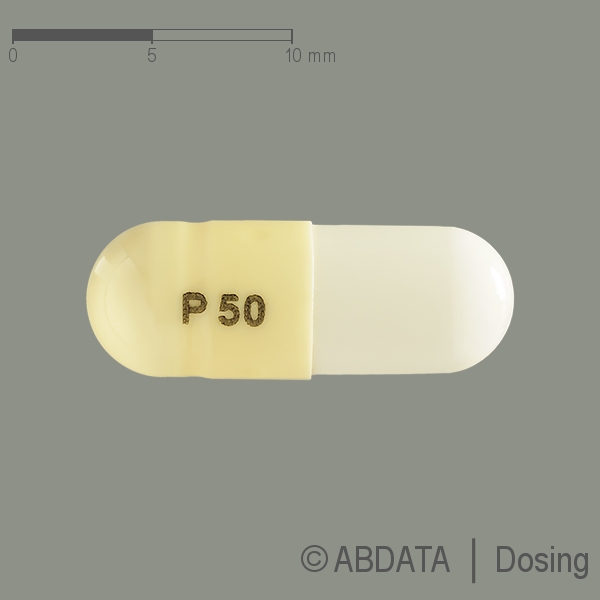 Produktabbildungen für PREGABALIN Krka 50 mg Hartkapseln in der Vorder-, Hinter- und Seitenansicht.