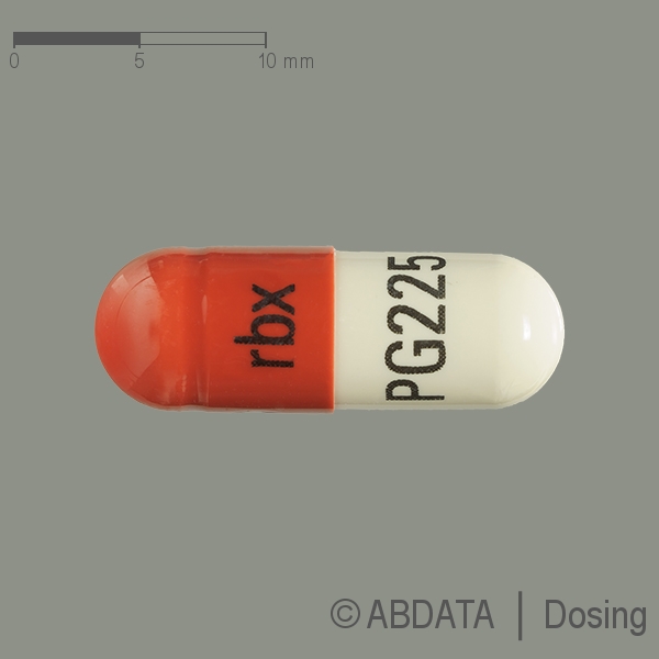 Produktabbildungen für PREGABALIN BASICS 225 mg Hartkapseln in der Vorder-, Hinter- und Seitenansicht.