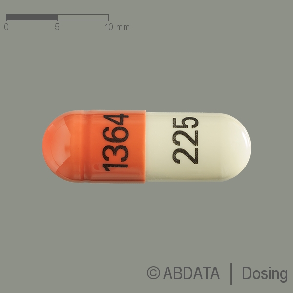 Produktabbildungen für PREGABIN 225 mg Hartkapseln in der Vorder-, Hinter- und Seitenansicht.
