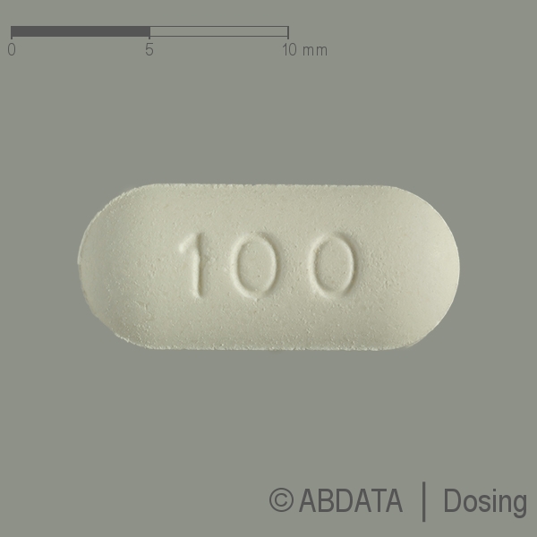 Produktabbildungen für CYPROTERON TAD 100 mg Tabletten in der Vorder-, Hinter- und Seitenansicht.