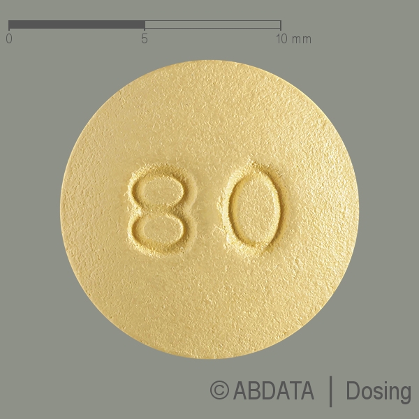 Produktabbildungen für FEBUXOSTAT AXiromed 80 mg Filmtabletten in der Vorder-, Hinter- und Seitenansicht.