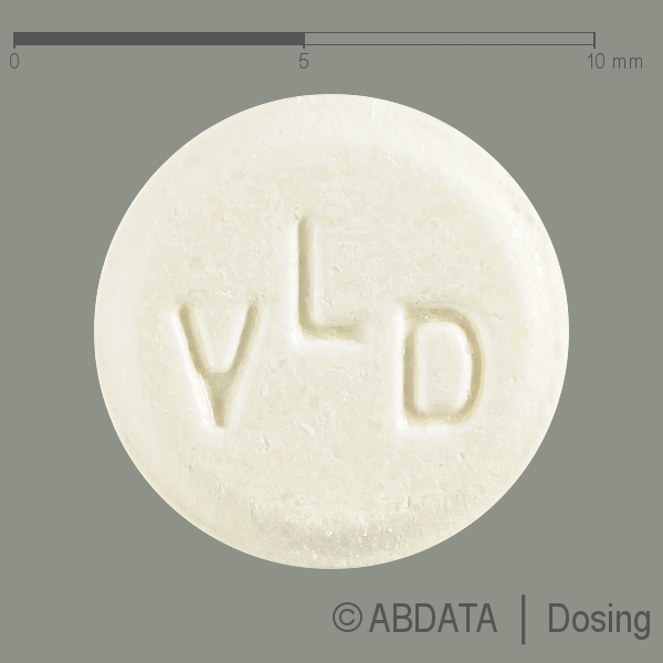 Produktabbildungen für VILDAGLIPTIN Denk 50 mg Tabletten in der Vorder-, Hinter- und Seitenansicht.