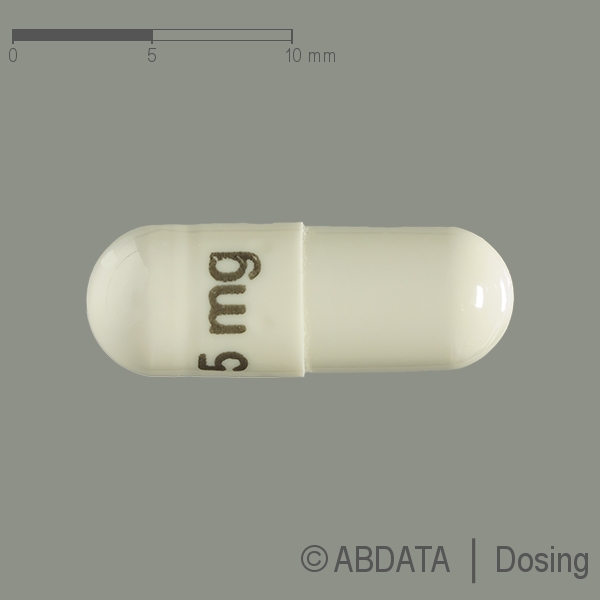 Produktabbildungen für ORFADIN 5 mg Hartkapseln in der Vorder-, Hinter- und Seitenansicht.