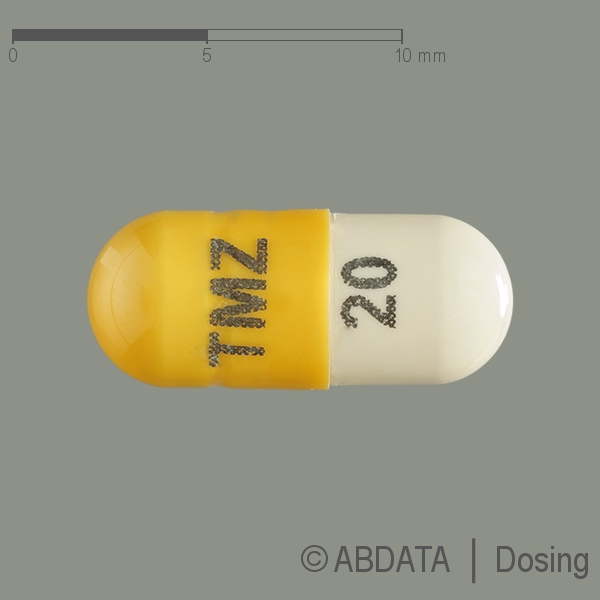 Produktabbildungen für TEMOZOLOMID Accord 20 mg Hartkapseln Sachets in der Vorder-, Hinter- und Seitenansicht.