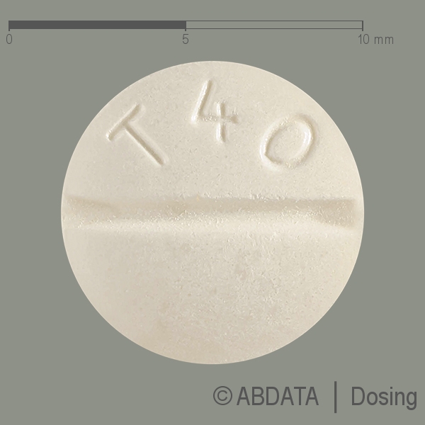 Produktabbildungen für THIOGUANIN Aspen 40 mg Tabletten in der Vorder-, Hinter- und Seitenansicht.