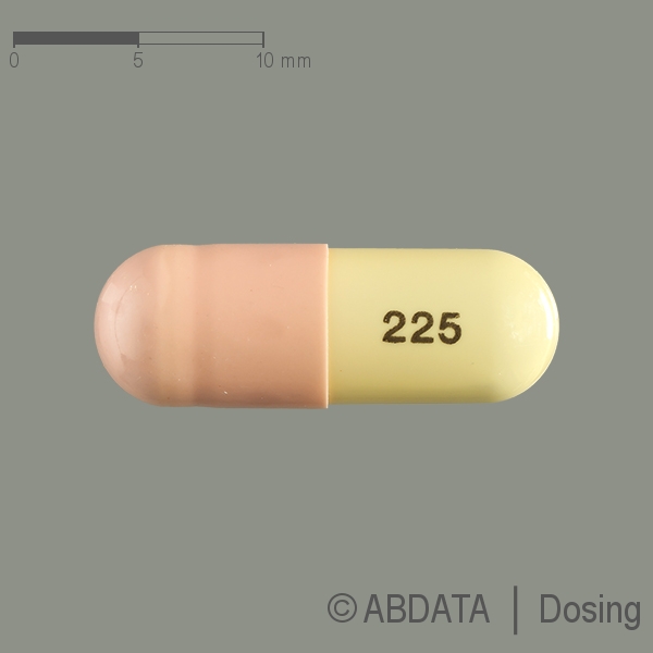 Produktabbildungen für PREGABALIN-ratiopharm 225 mg Hartkapseln in der Vorder-, Hinter- und Seitenansicht.