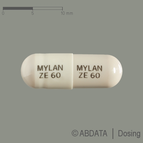 Produktabbildungen für ZIPRASIDON Mylan 60 mg Hartkapseln in der Vorder-, Hinter- und Seitenansicht.