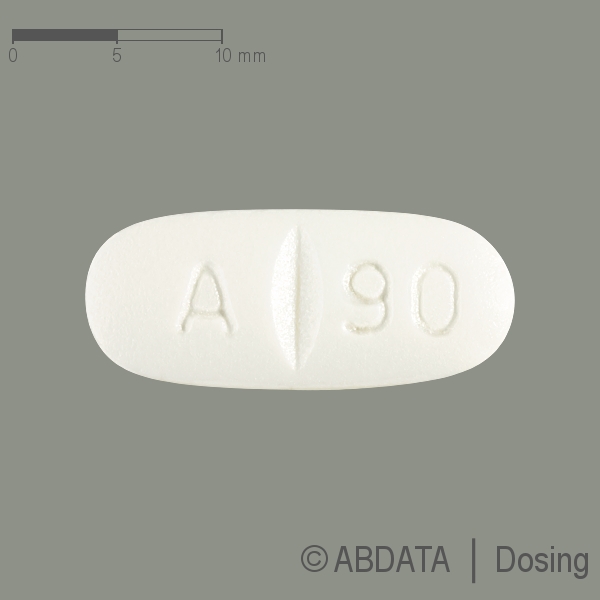 Produktabbildungen für METFORMIN Aurobindo 1000 mg Filmtabletten in der Vorder-, Hinter- und Seitenansicht.