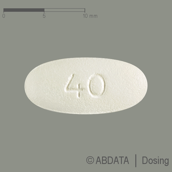 Produktabbildungen für OLMESARTAN HEXAL 40 mg Filmtabletten in der Vorder-, Hinter- und Seitenansicht.