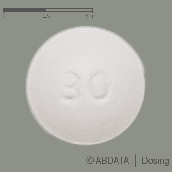 Produktabbildungen für MORPHINSULFAT GRY 30 mg Retardtabletten in der Vorder-, Hinter- und Seitenansicht.