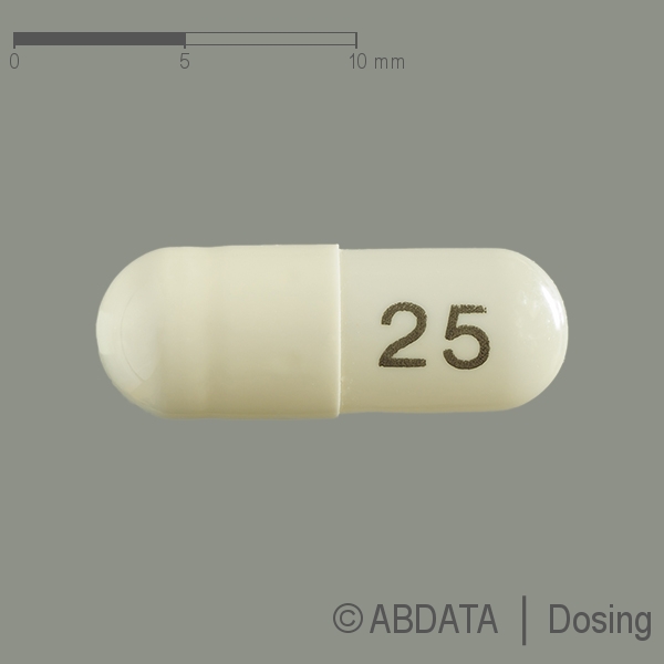 Produktabbildungen für PREGABALIN-neuraxpharm 25 mg Hartkapseln in der Vorder-, Hinter- und Seitenansicht.
