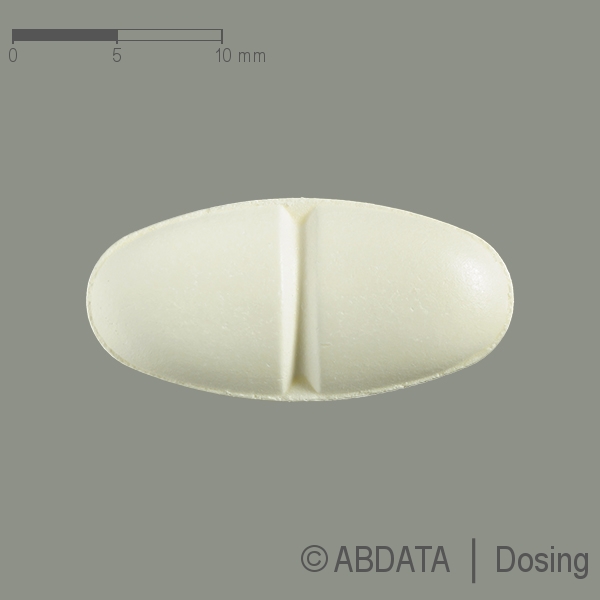 Produktabbildungen für AMOXICILLIN-ratiopharm 750 mg Filmtabletten in der Vorder-, Hinter- und Seitenansicht.