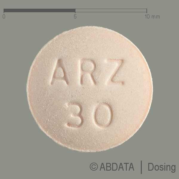 Produktabbildungen für ARIPIPRAZOL beta 30 mg Tabletten in der Vorder-, Hinter- und Seitenansicht.