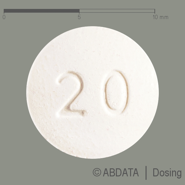Produktabbildungen für SORTIS 20 mg Kautabletten in der Vorder-, Hinter- und Seitenansicht.
