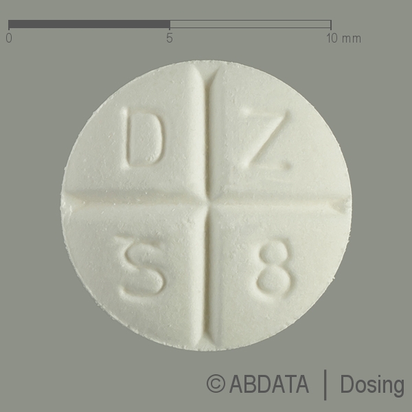 Produktabbildungen für DOXAZOSIN STADA 8 mg Tabletten in der Vorder-, Hinter- und Seitenansicht.