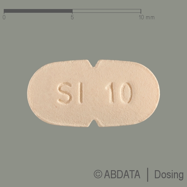 Produktabbildungen für SIMVABETA 10 mg Filmtabletten in der Vorder-, Hinter- und Seitenansicht.