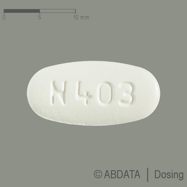 Produktabbildungen für NEVIRAPIN Mylan 400 mg Retardtabletten in der Vorder-, Hinter- und Seitenansicht.
