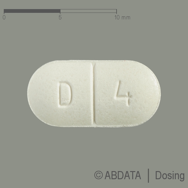 Produktabbildungen für DOXAZOSIN-ratiopharm 4 mg Tabletten in der Vorder-, Hinter- und Seitenansicht.